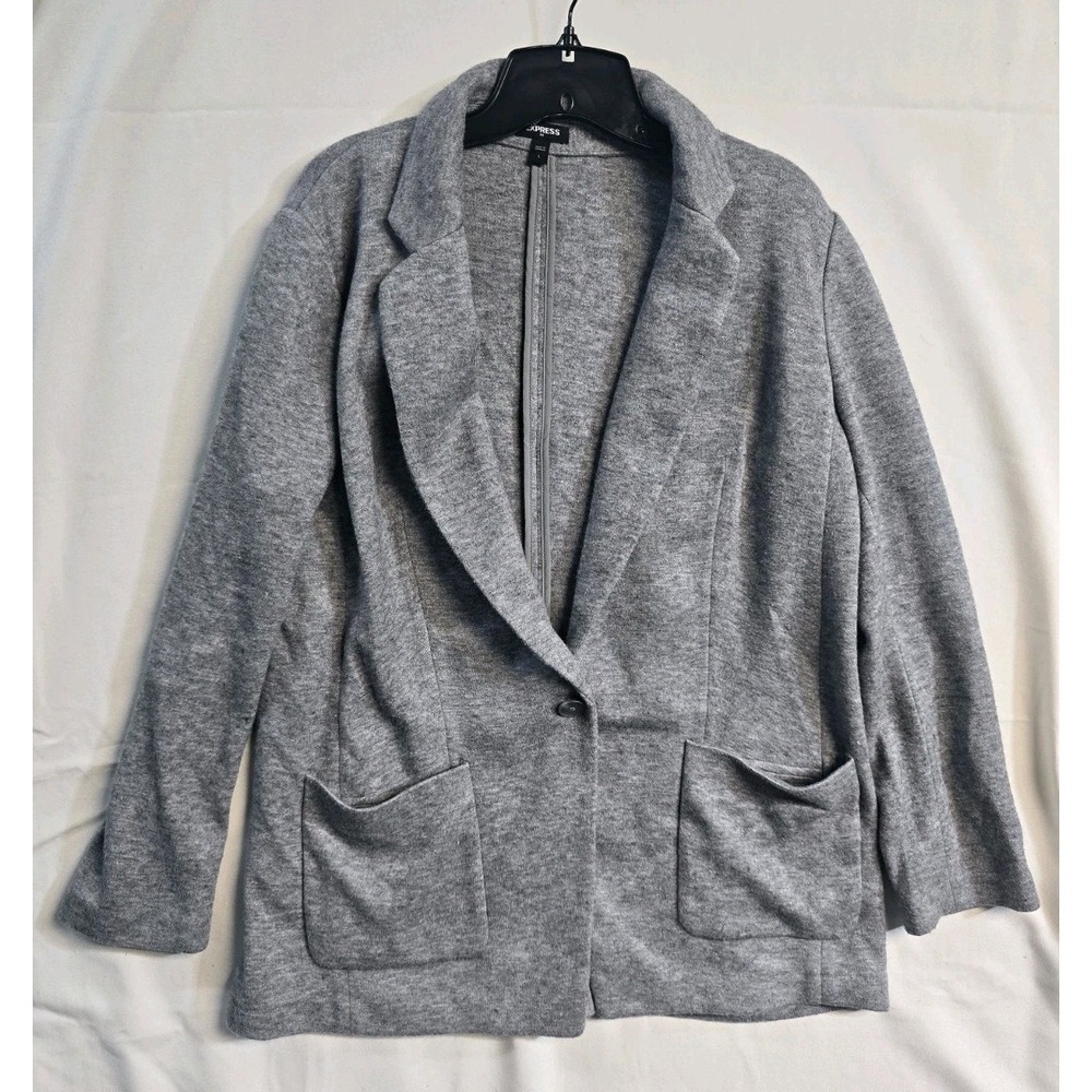 Express Women's Gray Large Jacket Rayon One Button